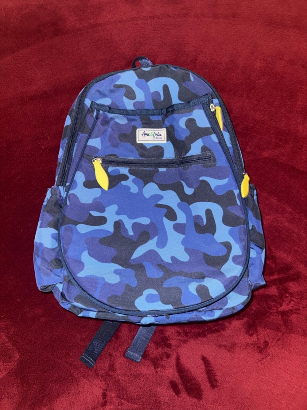 Ame & Lulu Kids “Big Love” Tennis Backpack Navy Camo Ages 7 -11 Nice Condition!